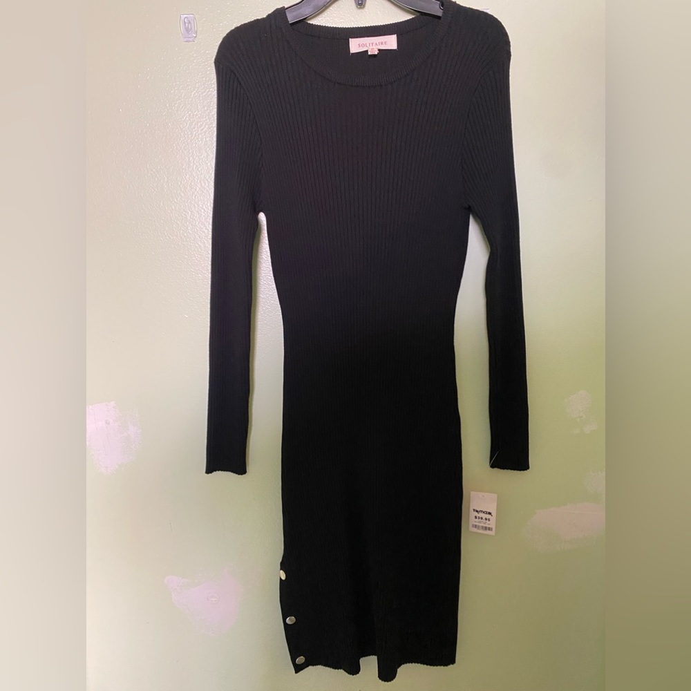 solitaire black sweater dress size medium